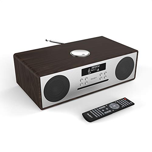 Majority Oakington DAB & UKW CD-Player und Digitalradio | Bluetooth, Stereo-Lautsprechersystem, Fernbedienung, Dual USB Eingang/Aufladen, AUX & USB, Dab Radio CD Spieler (Walnut) von MAJORITY