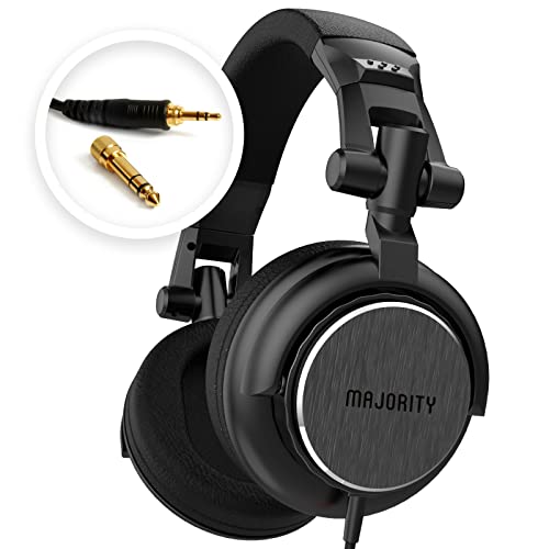 Majority Studio Over Ear Kopfhörer | Professional Recording Headphones, Monitoring Studio Headset Mit Kabel, Studiokopfhörer | DJ Mixing, Gaming, Podcasting | 3.5mm & 6.5mm - Kopfhörer PC or Laptop von MAJORITY