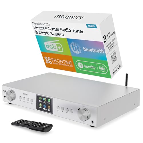 Majority internetradio and DAB HiFi Tuner | Bluetooth 5.0 DAB Plus Radio, Internet Radio WLAN Digitradio, HiFi Stereo Receiver | Fitzwilliam Spotify Connect, Media Player with Wi-Fi, LCD Farbdisplay von MAJORITY