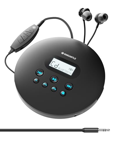 Tragbarer CD Player mit Bluetooth | 12 Stunden Akkulaufzeit Wiederaufladbar CD Player Tragbar | Discman CD Player | CD Spieler Tragbar | CD Player für Auto | Discman Kinder CDplayer | OAKCASTLE CD100 Tragbarer CD Player mit Bluetooth | 12 Stunden Akkulaufzeit Wiederaufladbar CD Player Tragbar | Discman CD Player | CD Spieler Tragbar | CD Player für Auto | Discman Kinder CDplayer | OAKCASTLE CD100 von Oakcastle