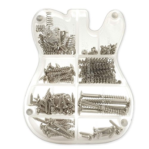 MAKA Gitarren-Schrauben-Set Sortiment mit individueller Acryl-Aufbewahrungsbox für E-Gitarre, Brücke, Tonabnehmer, Schlagbrett, Stimmgerät, Schalter, Halsplatte, mit Federn, Chrom MAKA Gitarren-Schrauben-Set Sortiment mit individueller Acryl-Aufbewahrungsbox für E-Gitarre, Brücke, Tonabnehmer, Schlagbrett, Stimmgerät, Schalter, Halsplatte, mit Federn, Chrom von MAKA
