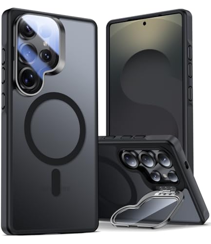 MAKAVO Magnetische Schutzhülle für Samsung Galaxy S25 Ultra, mit Kamera-Abdeckung, Ständer, [passend für MagSafe] [Schutz in Militärqualität], durchscheinende, matte, schlanke, stoßfeste Handyhülle, von MAKAVO