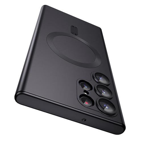 MAKAVO Matte für Samsung Galaxy S22 Ultra Hülle, kompatibel mit MagSafe, schlanke, dünne magnetische Abdeckung mit integriertem Kameralinsenschutz, stoßfeste Telefonschale (Schwarz) von MAKAVO