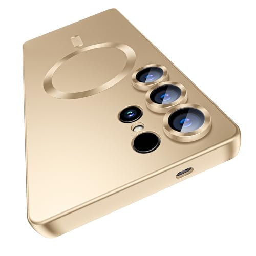 MAKAVO Matte für Samsung Galaxy S25 Ultra Hülle, kompatibel mit MagSafe, schlanke dünne magnetische Abdeckung mit integriertem Kameraobjektivschutz (abnehmbar), stoßfeste Handyschale, Gold MAKAVO Matte für Samsung Galaxy S25 Ultra Hülle, kompatibel mit MagSafe, schlanke dünne magnetische Abdeckung mit integriertem Kameraobjektivschutz (abnehmbar), stoßfeste Handyschale, Gold von MAKAVO