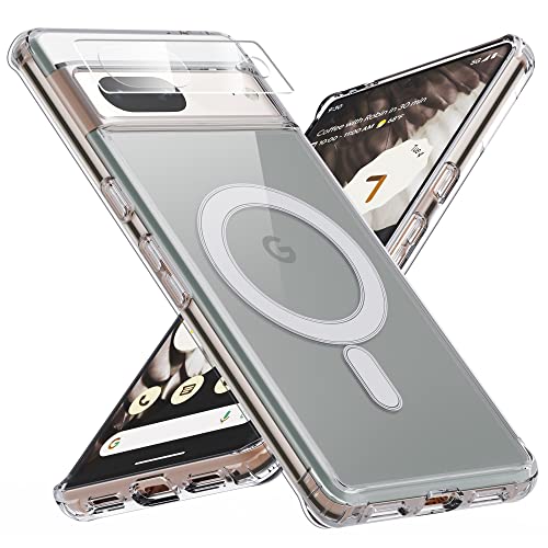 MAKAVO Schutzhülle für Google Pixel 7, magnetische Abdeckung, kompatibel mit MagSafe, schlanke, dünne, kristallklare, stoßfeste Handyschale mit harter Rückseite und weichem Rand, Kameralinsenschutz MAKAVO Schutzhülle für Google Pixel 7, magnetische Abdeckung, kompatibel mit MagSafe, schlanke, dünne, kristallklare, stoßfeste Handyschale mit harter Rückseite und weichem Rand, Kameralinsenschutz von MAKAVO