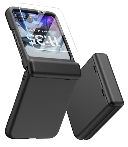 MAKAVO Schutzhülle für Motorola Razr 2025, integrierter äußerer Displayschutz und Scharnierschutz, schlanke, harte Ganzkörper-Schutzhülle, stoßfest, für Moto Razr 2025, Schwarz von MAKAVO