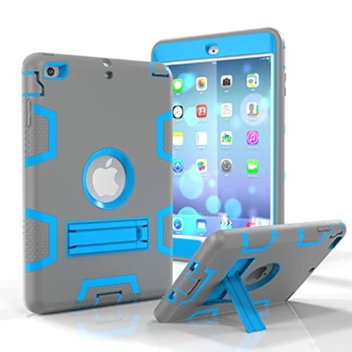 Makeit Fall iPad Mini Fall [Ständer Funktion], Dämpfung/High Impact Resistant Armor Defender Schutzhülle für iPad Mini iPad Mini 2 iPad Mini 3 Gray/Blue von MAKEIT CASE