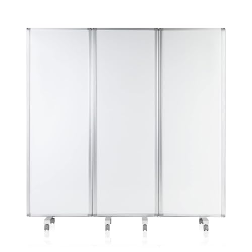 Präsentationswand - Mobile Trennwand - Whiteboard - magnetisch & klappbar - Stellwand Trennwand Raumteiler - Pinnwand mit feststellbaren Rollen - doppelseitig nutzbar (180 x 60 cm) von MAKELLO