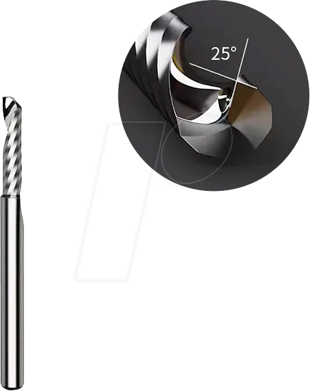 MAKERA 10121 - CNC, Spiral 'O' Single Flute Bit for Metal, 1/8'' Schaft, 2,0 x 8 von MAKERA