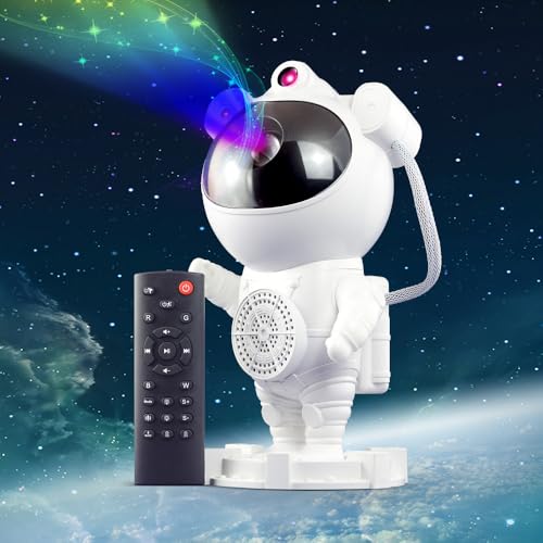 MAKTUL Astronaut Projektor Sternenhimmel Galaxy, Nachtlicht Kinder Lampe 8 Modi, Bluetooth Lautsprecher, Fernbedienung, Zimmer Gadgets Coole Sachen, Originelles Geschenk 360°-Drehung Sternenprojektor von MAKTUL