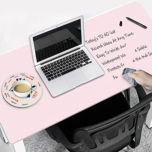 MAKUNG Schreibtischunterlage Abwischbar Wiederbeschreibbar Magnetische, mit 1 Mauspad, 2 Marker, 1 Reinigungstuch, PVC Beschreibbare Waschbares Schreiben Planer für Büro, Rosa 80x40 CM von MAKUANG