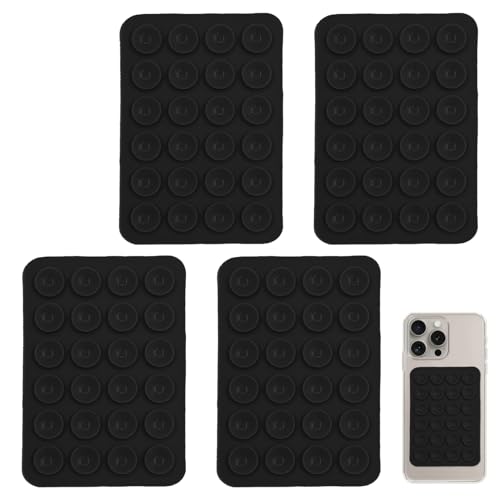 4 Stück Silikon Handyhalterung,Saugnapf Handyhülle,Handy Kleber Rückseite Saugnapf Halterung,Doppelseitiger Handy Saugnapfhalter,Silikon Saugnäpfe,Anti-Rutsch-Handyhalter für Selfies Videos (Schwarz) von MALOUSUN