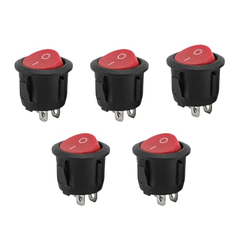 5 Stück Kippschalter 12V,Wippschalter Mini,Ein Aus Schalter 12 Volt,2 Polig Mikroschalter Kfz Rund On/Off für Lampenschalter Switch 10 A/125V,6 A/250V,für Einbau Taster Auto Motorrad Boot Wohnmobil von MALOUSUN