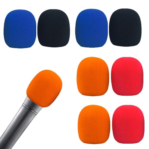 8 Stück Mikrofon Windschutz Schaumstoff Popschutz Mikrofon Windschutz Pop Filter Windscreen,Schallschutz Schaumstoff-Popschutz Antibakterieller für Handmikrofone,KTV,Outdoor Aktivitäten Party(4 Farbe) von MALOUSUN