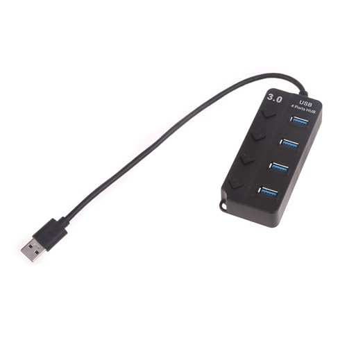 USB-Hub, 4-Port-USB-Adapter, Hochgeschwindigkeits-USB-Splitter, Dongle-Kabel, Konverter-Anschluss mit Schaltern für Notebook-PC von MALSSE