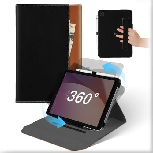 Für Lenovo Tab M8 4th Gen 8 Zoll 2023 Hülle, 360°Drehbare Abnehmbare Ständer Leder Case mit Stifthalter & Tasche, Flip Stoßfeste Tablet Hülle Für Tab M8 4th Gen 8 Zoll Schwarz Braun von MAMA MOUTH
