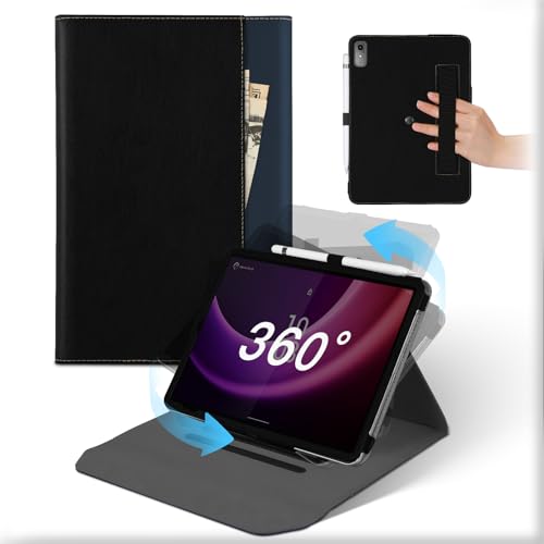 MAMA MOUTH Für Lenovo Tab P11 2nd Gen 11,5 Zoll 2023 Hülle, 360° Drehbare Abnehmbare Ständer Leder Tablet Case mit Stifthalter, Stoßfeste Auto Schlaf/Aufwach Flip Schützhülle Mit Tasche Schwarz Blau von MAMA MOUTH