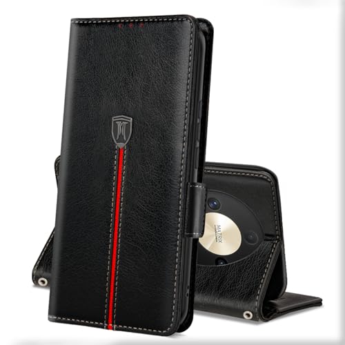 Honor Magic 6 Lite 5G/ Honor X9b Hülle, Magnet Leder Kartenfach Handyhülle, Klappbar Wallet Tasche Honor Magic6 Lite Schutzhülle, Flip TPU Bumper Silikon Cover, Stoßfeste Case für Honor X9b Schwarz von MAMA MOUTH