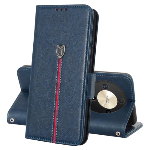 Honor Magic6 Lite/Honor X9b 5G Hülle, Magnet Leder Kartenfach Handyhülle, Klappbar Wallet Tasche Honor X9b Schutzhülle, Flip TPU Bumper Silikon Book Cover, Stoßfeste Case für Honor X9b Blau von MAMA MOUTH