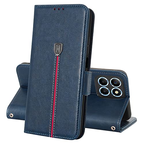 Honor X8 5G/Honor X6a/Honor X6 Hülle, Magnet Leder Kartenfach Handyhülle, Klappbar Wallet Tasche Honor X8 5G Schutzhülle, Flip TPU Bumper Silikon Book Cover, Stoßfeste Case für Honor X6a Bleu von MAMA MOUTH