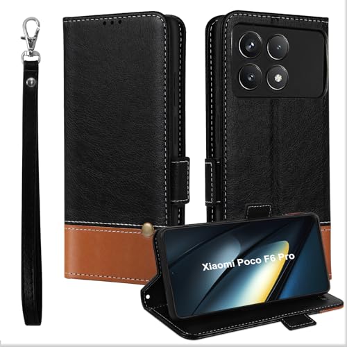 Hülle für Xiaomi Poco F6 Pro, Kartenfächer Leder Magnet Handyhülle, Stoßfeste Brieftasche Klapphülle, TPU Bumper Schutzhülle Case Cover Mit Handschlaufe Schwarz Hülle für Xiaomi Poco F6 Pro, Kartenfächer Leder Magnet Handyhülle, Stoßfeste Brieftasche Klapphülle, TPU Bumper Schutzhülle Case Cover Mit Handschlaufe Schwarz von MAMA MOUTH