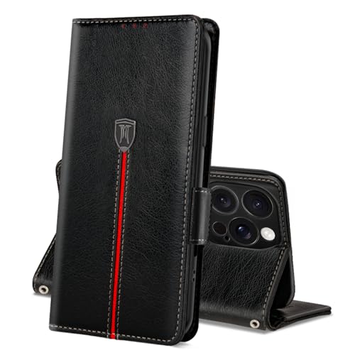 MAMA MOUTH Hülle für iPhone 16 Pro Max, Magnet Leder Kartenfach Handyhülle, Klappbar Wallet Tasche Schutzhülle, Flip TPU Bumper Silikon Book Cover, Stoßfeste Case für iPhone 16 Pro Max Schwarz MAMA MOUTH Hülle für iPhone 16 Pro Max, Magnet Leder Kartenfach Handyhülle, Klappbar Wallet Tasche Schutzhülle, Flip TPU Bumper Silikon Book Cover, Stoßfeste Case für iPhone 16 Pro Max Schwarz von MAMA MOUTH