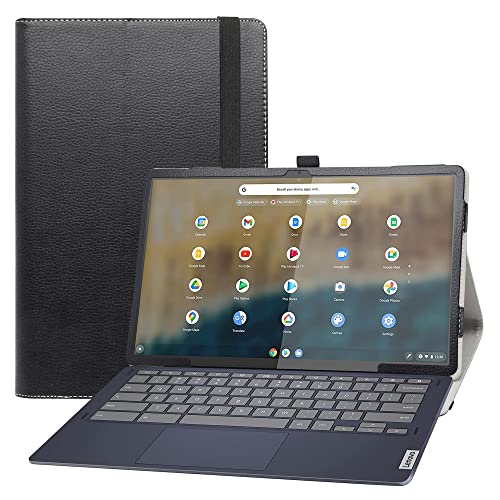 MAMA MOUTH Compatible with Lenovo Ideapad Duet 5 Chromebook Hülle,Schutzhülle mit Hochwertiges PU Leder Tasche Case für Lenovo Ideapad Duet 5 Chromebook 13.3" 2-in-1,Schwarz von MAMA MOUTH