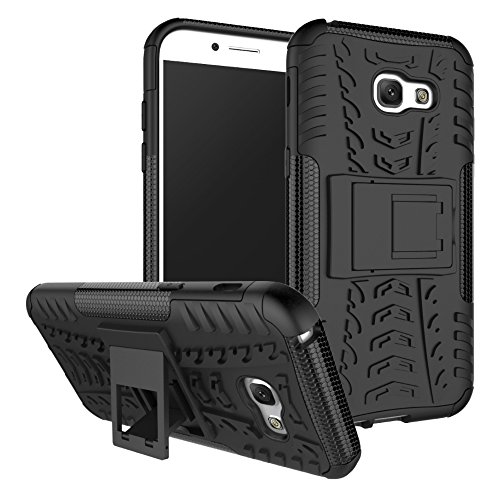 MAMA MOUTH Galaxy A5 2017 Kick-Ständer Hülle, [Heavy Duty] Rugged Armor stoßfest Handy Schutzhülle Silikon Tasche Ständer Hülle Case mit Standfunktion für Samsung Galaxy A5 2017 Smartphone,Schwarz von MAMA MOUTH