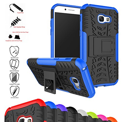 MAMA MOUTH Galaxy A5 2017 Kick-Ständer Hülle, [Heavy Duty] Rugged Armor stoßfest Handy Schutzhülle Silikon Tasche Ständer Hülle Case mit Standfunktion für Samsung Galaxy A5 2017 Smartphone,Blau von MAMA MOUTH