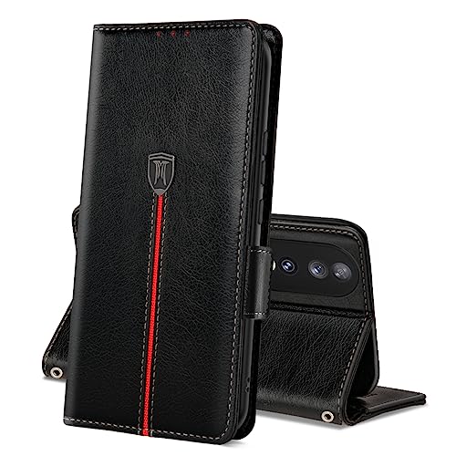 MAMA MOUTH Honor 90 Hülle, Magnet Leder Kartenfach Handyhülle, Klappbar Wallet Tasche Honor 90 Schutzhülle, Flip TPU Bumper Silikon Book Cover, Stoßfeste Case für Honor 90 Schwarz von MAMA MOUTH