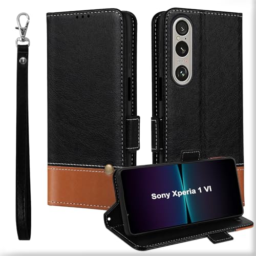 MAMA MOUTH Für Sony Xperia 1 VI Hülle, Kartenfächer Leder Magnet Handyhülle,Stoßfeste Brieftasche Xperia 1 VI Klapphülle, TPU Bumper Schutzhülle Case Cover für Xperia 1 VI mit Handschlaufe Schwarz MAMA MOUTH Für Sony Xperia 1 VI Hülle, Kartenfächer Leder Magnet Handyhülle,Stoßfeste Brieftasche Xperia 1 VI Klapphülle, TPU Bumper Schutzhülle Case Cover für Xperia 1 VI mit Handschlaufe Schwarz von MAMA MOUTH