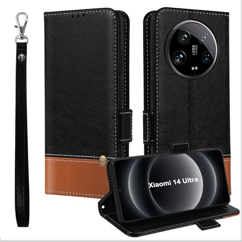 MAMA MOUTH Hülle für Xiaomi 14 Ultra, Kartenfächer Leder Magnet Handyhülle,Stoßfeste Brieftasche Klapphülle, TPU Bumper Schutzhülle Case Cover für Xiaomi 14 Ultra mit Handschlaufe Schwarz MAMA MOUTH Hülle für Xiaomi 14 Ultra, Kartenfächer Leder Magnet Handyhülle,Stoßfeste Brieftasche Klapphülle, TPU Bumper Schutzhülle Case Cover für Xiaomi 14 Ultra mit Handschlaufe Schwarz von MAMA MOUTH