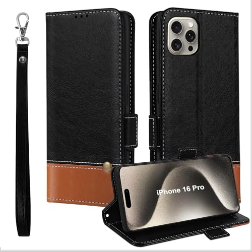 MAMA MOUTH Hülle für iPhone 16 Pro, Kartenfächer Leder Magnet Handyhülle,Stoßfeste Brieftasche Klapphülle, TPU Bumper Schutzhülle Case Cover für iPhone 16 Pro mit Handschlaufe Schwarz MAMA MOUTH Hülle für iPhone 16 Pro, Kartenfächer Leder Magnet Handyhülle,Stoßfeste Brieftasche Klapphülle, TPU Bumper Schutzhülle Case Cover für iPhone 16 Pro mit Handschlaufe Schwarz von MAMA MOUTH