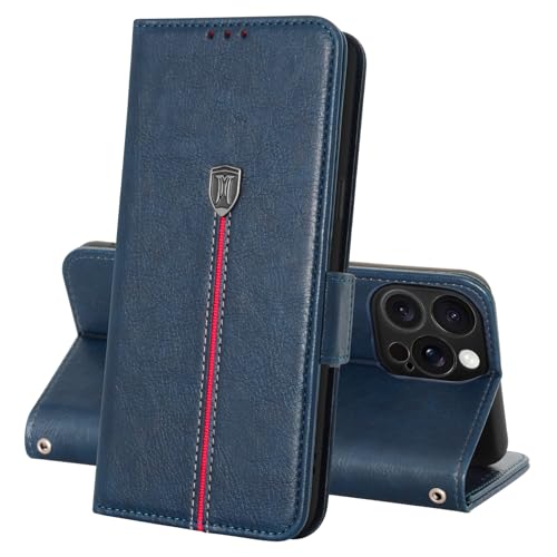 MAMA MOUTH Hülle für iPhone 16 Pro, Magnet Leder Kartenfach Handyhülle, Klappbar Wallet Tasche Schutzhülle, Flip TPU Bumper Silikon Book Cover, Stoßfeste Case für iPhone 16 Pro Blau MAMA MOUTH Hülle für iPhone 16 Pro, Magnet Leder Kartenfach Handyhülle, Klappbar Wallet Tasche Schutzhülle, Flip TPU Bumper Silikon Book Cover, Stoßfeste Case für iPhone 16 Pro Blau von MAMA MOUTH