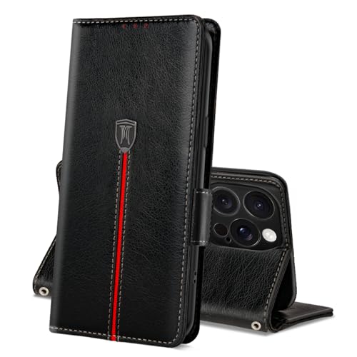 MAMA MOUTH Hülle für iPhone 16 Pro, Magnet Leder Kartenfach Handyhülle, Klappbar Wallet Tasche Schutzhülle, Flip TPU Bumper Silikon Book Cover, Stoßfeste Case für iPhone 16 Pro Schwarz MAMA MOUTH Hülle für iPhone 16 Pro, Magnet Leder Kartenfach Handyhülle, Klappbar Wallet Tasche Schutzhülle, Flip TPU Bumper Silikon Book Cover, Stoßfeste Case für iPhone 16 Pro Schwarz von MAMA MOUTH