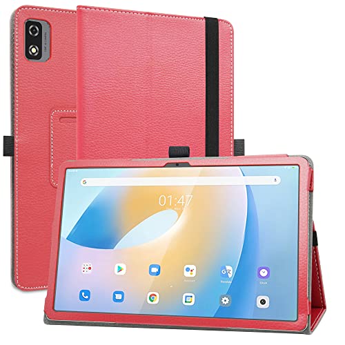 MAMA MOUTH Kompatibel mit Blackview Tab 12 Hülle,Schutzhülle mit Hochwertiges PU Leder Tasche Case für 10" Blackview Tab 12 / Blackview Tab 12 Pro Tablet,Rot von MAMA MOUTH