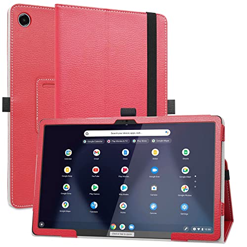 MAMA MOUTH Kompatibel mit Lenovo ideapad Duet 3 chromebook 11 Hülle,Schutzhülle mit Hochwertiges PU Leder Tasche Case für 10.9" Lenovo ideapad Duet 3 chromebook 11 Tablet,Rot von MAMA MOUTH