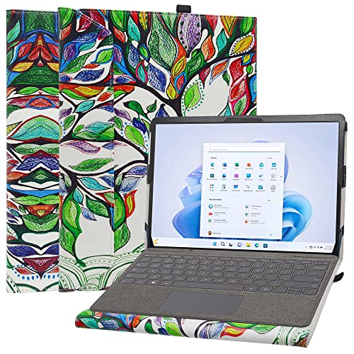 MAMA MOUTH Kompatibel mit Microsoft Surface Pro 8 Hülle,Schutzhülle mit Hochwertiges PU Leder Tasche Case für 13" Microsoft Surface Pro 9 / Pro 8 Tablet,Love Tree von MAMA MOUTH