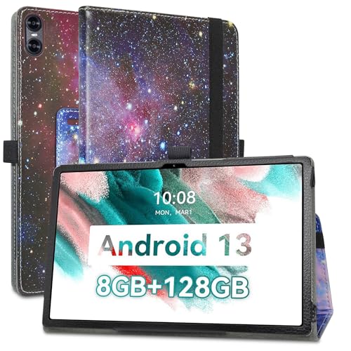 MAMA MOUTH Kompatibel mit UMIDIGI A13 Hülle,Schutzhülle mit Hochwertiges PU Leder Tasche Case für UMIDIGI A13 Tab/DOOGEE T10 Plus 10.5 Inch Tablet,Galaxy von MAMA MOUTH