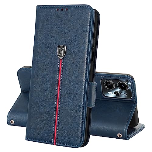 MAMA MOUTH Motorola Moto G13/Moto G23 Hülle, Magnet Leder Kartenfach Handyhülle, Klappbar Wallet Tasche Moto G13 Schutzhülle, Flip TPU Bumper Silikon Book Cover, Stoßfeste Case für Moto G23 Blau von MAMA MOUTH