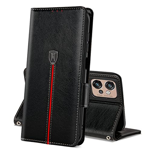 MAMA MOUTH Motorola Moto G32 Hülle, Magnet Leder Kartenfach Handyhülle, Klappbar Wallet Tasche Moto G32 Schutzhülle, Flip TPU Bumper Silikon Book Cover, Stoßfeste Case für Motorola Moto G32 Schwarz von MAMA MOUTH