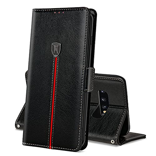 Samsung Galaxy S10 Plus Hülle, Magnet Ledertasche Handyhülle, Klapp Leder Kartenfächer Schutzhülle, Flip Slim TPU Bumper Bookcase, Stoßfeste Standfunktion Cover für S10 Plus Schwarz Samsung Galaxy S10 Plus Hülle, Magnet Ledertasche Handyhülle, Klapp Leder Kartenfächer Schutzhülle, Flip Slim TPU Bumper Bookcase, Stoßfeste Standfunktion Cover für S10 Plus Schwarz von MAMA MOUTH