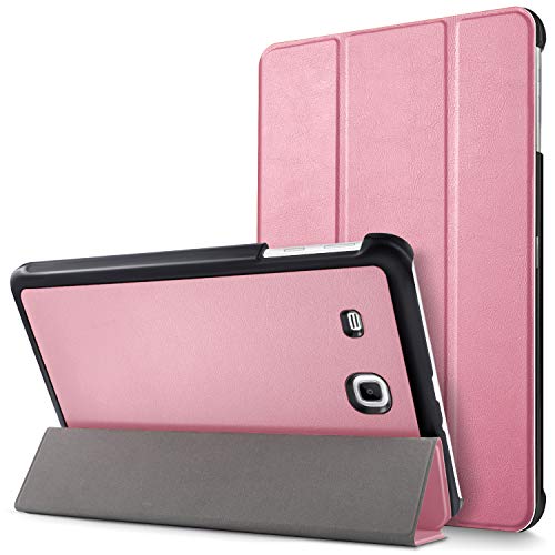MAMA MOUTH Samsung Galaxy Tab E 9.6 Schlank hülle, Ultra Schlank Superleicht Ständer PU Leder Smart Shell hülle mit Standfunktion für 9.6" Samsung Galaxy Tab E 9.6 T560 T561 Android Tablet-PC,Rosa von MAMA MOUTH