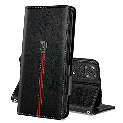 MAMA MOUTH Xiaomi Redmi Note 11/ Note 11S 4G Hülle, Magnet Leder Kartenfach Handyhülle, Klappbar Tasche Schutzhülle, TPU Bumper Stoßfeste Cover für Redmi Note 11/Note 11S 4G Swcharz von MAMA MOUTH