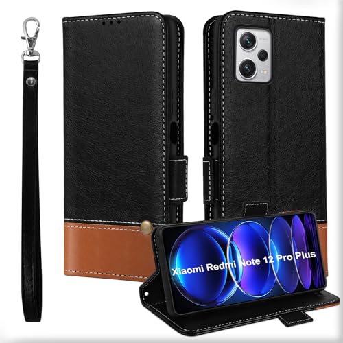 MAMA MOUTH Xiaomi Redmi Note 12 Pro+ 5G/ 12 Pro Plus Hülle, Kartenfächer Leder Magnet Handyhülle,Stoßfeste Brieftasche Klapphülle, TPU Bumper Schutzhülle Case Cover Redmi Note 12 Pro Plus 5G Schwarz von MAMA MOUTH