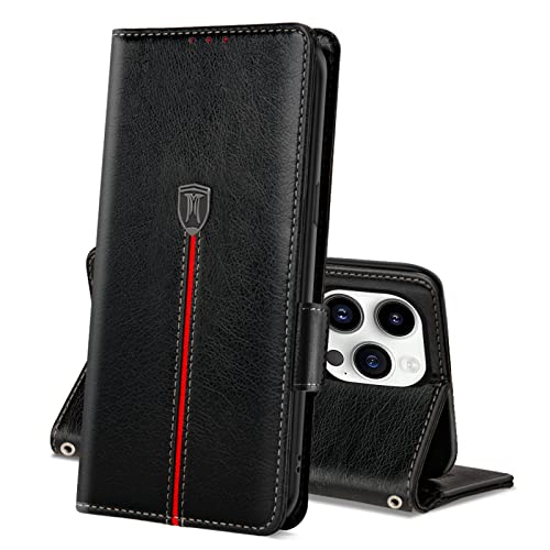 MAMA MOUTH Hülle für iPhone 14 Pro, Magnet Leder Kartenfach Handyhülle, Klappbar Wallet Tasche für iPhone 14 Pro Schutzhülle, Flip TPU Bumper Silikon Cover, Stoßfeste Case für iPhone 14 Pro Schwarz MAMA MOUTH Hülle für iPhone 14 Pro, Magnet Leder Kartenfach Handyhülle, Klappbar Wallet Tasche für iPhone 14 Pro Schutzhülle, Flip TPU Bumper Silikon Cover, Stoßfeste Case für iPhone 14 Pro Schwarz von MAMA MOUTH