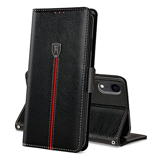 Hülle für iPhone XR, Magnet Ledertasche Handyhülle, Klapp Leder Kartenfächer für iPhone XR Schutzhülle, Flip TPU Bumper Silikon Book Case, Stoßfeste Standfunktion Cover für iPhone XR Schwarz Hülle für iPhone XR, Magnet Ledertasche Handyhülle, Klapp Leder Kartenfächer für iPhone XR Schutzhülle, Flip TPU Bumper Silikon Book Case, Stoßfeste Standfunktion Cover für iPhone XR Schwarz von MAMA MOUTH