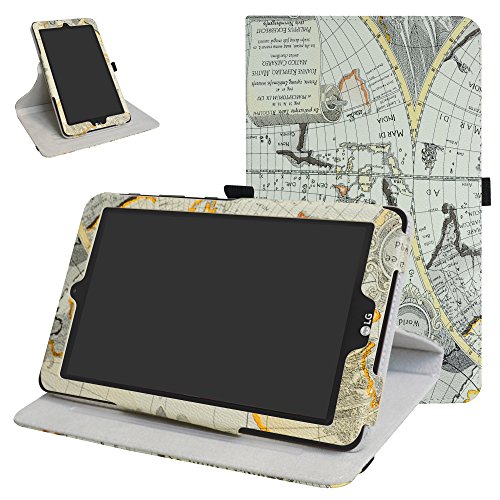 Mama Mouth 360 Grad Rotary mit Ständer Cute Muster Cover für 20,3 cm LG G Pad X II 8.0 Plus T-Mobile V530 Android 7.0 Tablet weiß Map White von MAMA MOUTH
