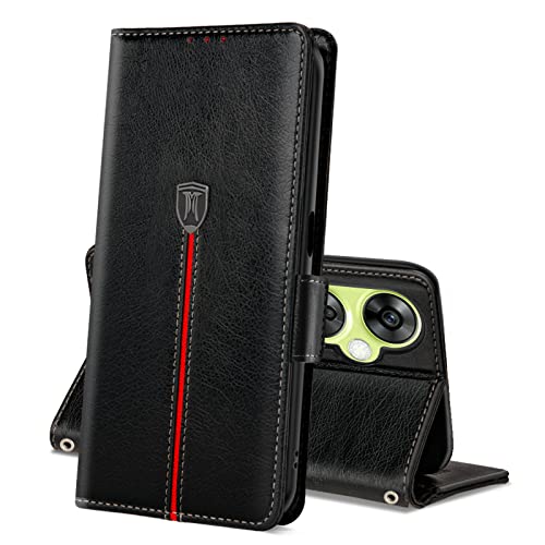 Oneplus Nord CE 3 Lite 5G Hülle, Magnet Leder Kartenfach Handyhülle, Klappbar Wallet Tasche Schutzhülle, Flip TPU Bumper Silikon Book Cover, Stoßfeste Case für Oneplus Nord CE 3 Lite Schwarz von MAMA MOUTH