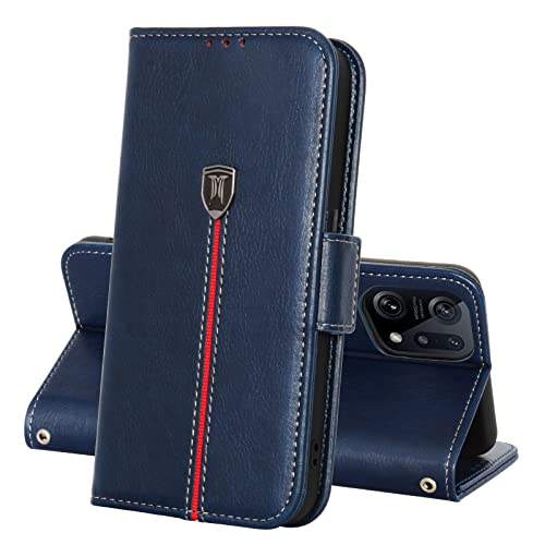 Oppo Find X5 Hülle, Magnet Leder Kartenfach Handyhülle, Klappbar Wallet Tasche Oppo Find X5 Schutzhülle, Flip TPU Bumper Silikon Book Cover, Stoßfeste Case für Oppo Find X5 Blau von MAMA MOUTH